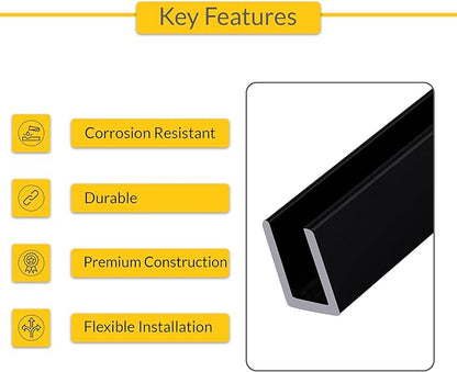 Brixwell SDCD3812MBL-XCP5 Matte Black Frameless Shower Door Aluminum Deep