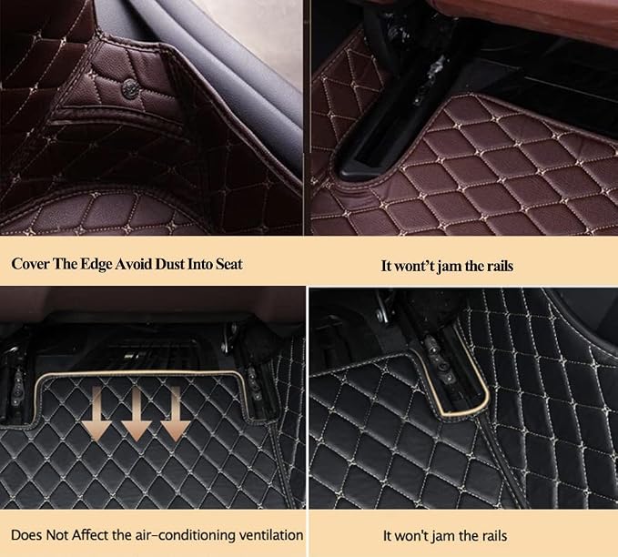 Custom Text + Image Car Mats, One-of-a-Kind Personalized Leather Floor Liners, All-Weather Full Set for Sedan SUV Truck Van(Purple)