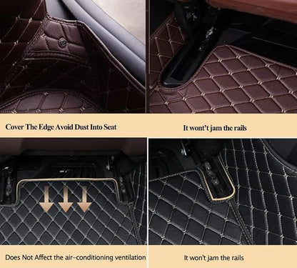 Custom Text + Image Car Mats, One-of-a-Kind Personalized Leather Floor Liners, All-Weather Full Set for Sedan SUV Truck Van(Purple)