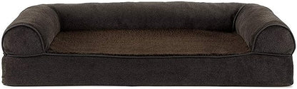 FurHaven Soft, Orthopedic Foam Sofa Dog Bed with Washable & Removable Cover - Sherpa/Chenille - Coffee, Dogs Up to 35 lbs - Medium