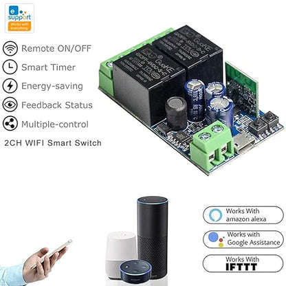 Ewelink WiFi Wireless Smart Relay Module USB 5v 2 Channel Momentary Toggle