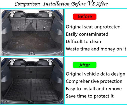 All Weather Rear Cargo Liners Trunk Tray Mats Protector Custom Compatible with 2020-2023 2024 2025 Model Y 5-Seats（Not for Juniper），3D Waterproof Durable Odorless Flexible Black TPO Accessories