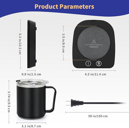 VOBAGA Coffee Mug Warmer with 15oz Mug Set, Electric Coffee Cup Warmer with