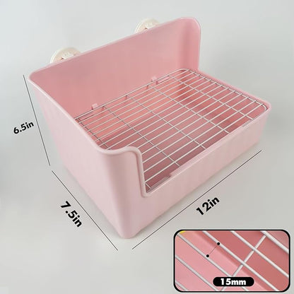 Large Rabbit Litter Box Bunny Potty Training Corner Litter Pan Comes with Liners Rabbit Pee Pads, Small Animal Bedding Toilet for Guinea Pig, Ferret, Hamster, Bunnies (Pink)