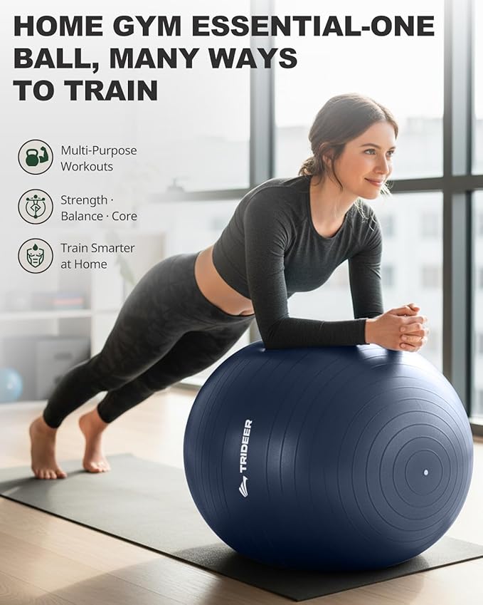 Trideer Exercise Ball for Yoga, Pilates & Fitness – Stability Ball Equipment