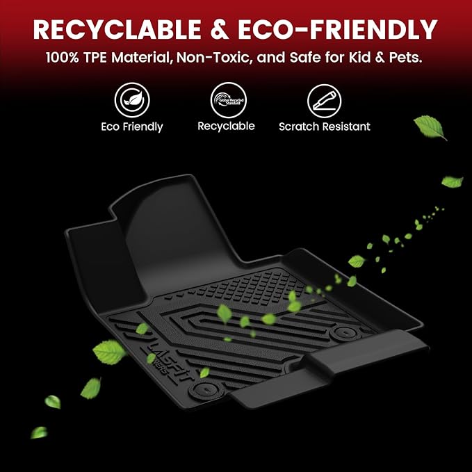 LASFIT Floor Mats for Chevrolet Traverse 2024-2026 (Only 7 Seats) & GMC Acadia 2024-2026 (Only 7 Seats) & Buick Enclave 2025-2026, All Weather TPE Custom Fit Car Floor Mat, 3 Row Floor Liners, Black