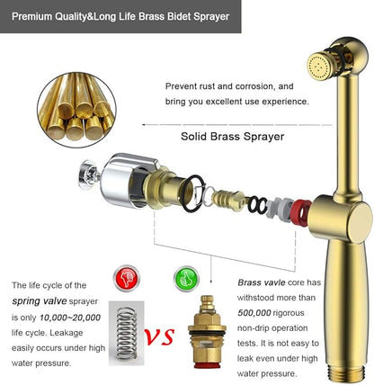 Handheld Bidet Toilet Sprayer, Brass Hand Held Bidet Attachment Cloth Diaper