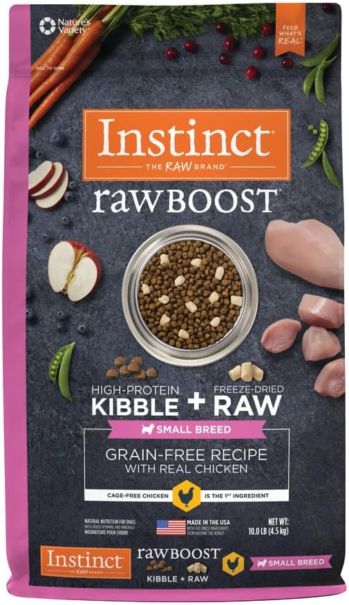 Instinct Raw Boost Small Breed, Natural Dry Dog Food with Freeze Dried Pieces, High Protein, Grain Free Recipe - Real Chicken, 10 lb. Bag