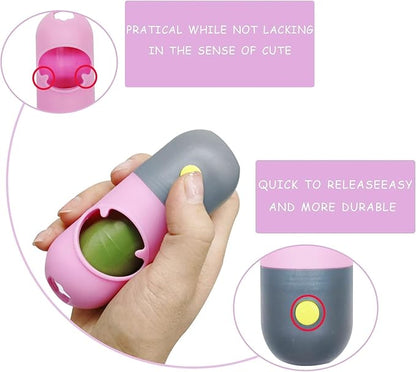 2 Pack Poop Bag Holder with Flashlight Waste Bag Dispenser for Leash with Clip and Battery Poop Bag Dispenser with Green Scented Poop Bags for Dog Walking(Pink,2 Dispenser 60 Bags)