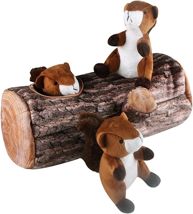 IFOYO Squirrel Hide and Seek Dog Toy, Squeaky Interactive Dog Toys for Boredom, Plush Dogs Toys to Keep Them Busy, Relive Anxiety, Attract Attention, Puzzle Toy for Smal and Medium Dogs