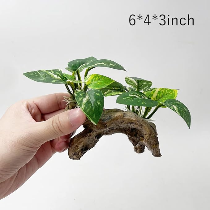 Smoothedo-Pets Fish Tank Decorations Aquarium Decor Ornaments Betta Silk Leaf pad Hammock Artifical Driftwood cave Goldfish Bowl Accessories (Type-C)