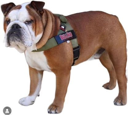 Adjustable Dog Harness– No Pull, No Choke – for English Bulldogs, French Bulldogs, Pugs & Broad-Chested Breeds – Easy, Safe Walks (Olive Green, XL)