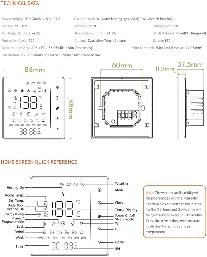 Matybobe WiFi Smart Thermostat Temperature Controller Weekly Programmable