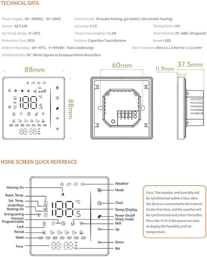 Matybobe WiFi Smart Thermostat Temperature Controller Weekly Programmable