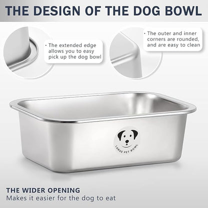 Stainless Steel Dog Bowls for Large Dogs, High Capacity Metal Dog Food Bowls, Food and Water Bowl for Larges, X-Large, and Big Dogs 3.2 Gallons