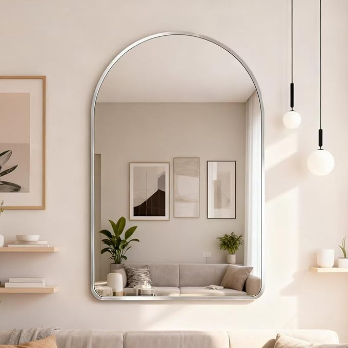 30x40 inch Silver Tempered Glass Large Arched Mirror