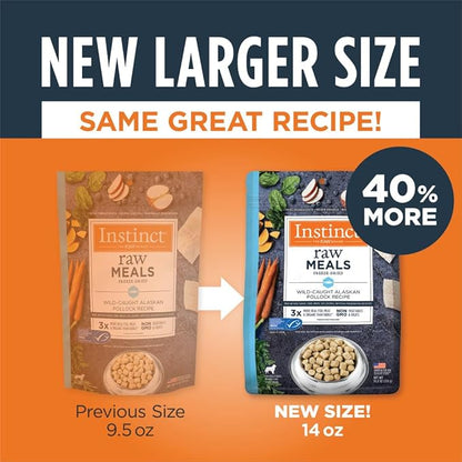 Instinct Freeze Dried Raw Meals, Natural Dry Dog Food, Grain Free - Wild Caught Pollock, 14 oz. Bag