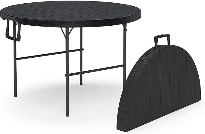 Our Modern Space 3.5 Feet Circular Round Foldable Table with Built in Handle & Steel Legs | Heavy Duty Portable | Perfect for Party, Dining, Wedding, Events, Picnic Indoor, Outdoor, Camping, Utility
