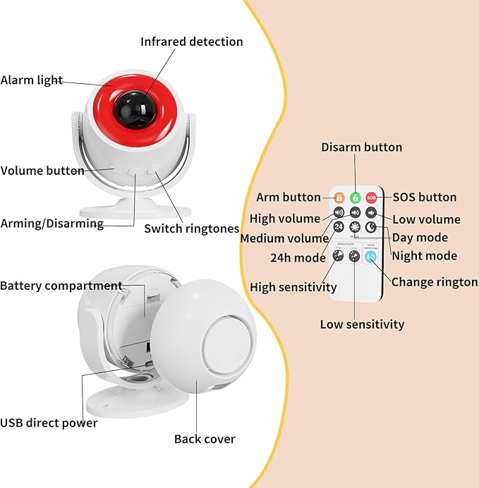3 Pack Wireless Motion Detector Alarm