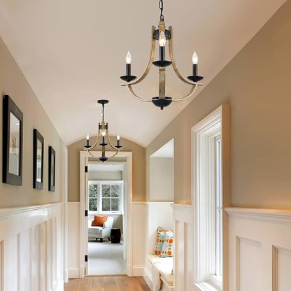 Farmhouse Chandelier for Dining Room 3-Light 19" Wide Adjustable Kitchen Island Pendant Lighting, Rustic Hanging Light Fixture for Entryway Foyer Bedroom Living Room,
