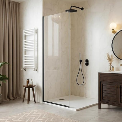 Yana Frameless Shower Door Screen, Fixed Shower Door Panels 3/8" Thick Tempered