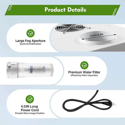 Humidifier Large Room, 10L 6.6Lbs/H Industrial Ultrasonic Mist Maker