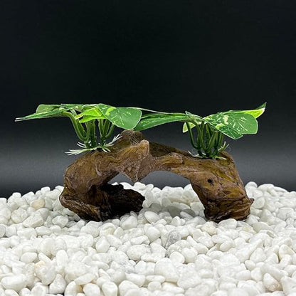 Smoothedo-Pets Fish Tank Decorations Aquarium Decor Ornaments Betta Silk Leaf pad Hammock Artifical Driftwood Cave Goldfish Bowl Accessories (Type-D)