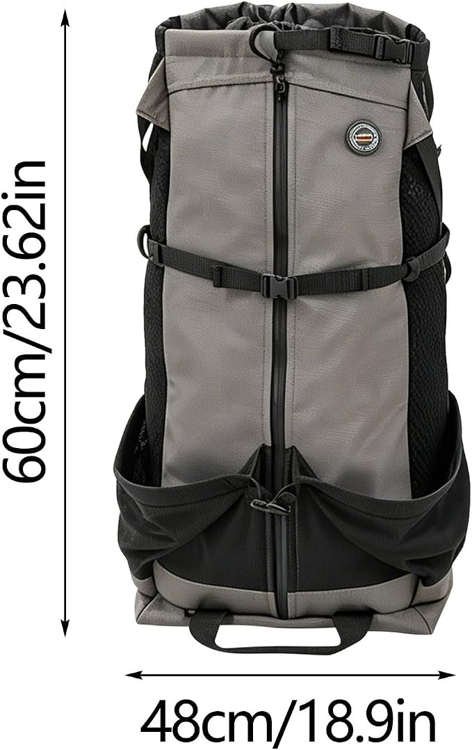 Big Dog Backpack Carrier, Dark Gray | Extra Large Pet Carrier for 66lbs Dogs, Fully Adjustable Water-Resistant Dog Travel Bag for Hiking Cycling Outdoor Adventures
