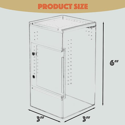 Reptile Tank 3x3x6 Terrarium – Acrylic Reptile Enclosure for Gecko, Jumping Spider, and Praying Mantis – Compact Tree-Dwelling Terrarium for mini Pets