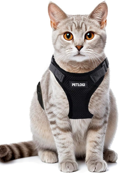 Cat Harness Escape Proof with Leash for Walking, Travel Vest Soft Chest Support, Adjustable Size, Escape Proof Soft Adjustable Vest Harnesses, Breathable, Kittens, Small Dogs (美/背縄/黒1/S)