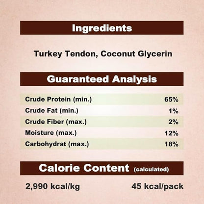 AFreschi Turkey Tendons for Dogs, USA-Sourced, Healthy Dog Treats, Rawhide-Free Puppy Chews, Long Lasting, All Natural, Hypoallergenic Dog Treats for Small Breeds, 40 Count Box Bone (S)