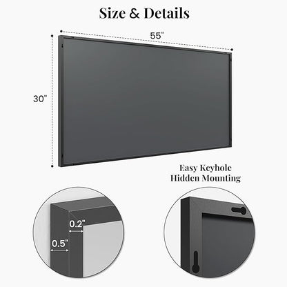 55"x30" Black Bathroom Mirror, Metal Framed Vanity Mirror