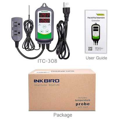 Inkbird ITC-308 Digital Temperature Controller 2-Stage Outlet Thermostat