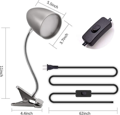 Desk lamp with Clamp, Non-Dimmable Clip Light for Bed and Desk, 4000K Cool White, 3.5W 240 LM Flexible Gooseneck lamp, Eye Protection, ETL Listed