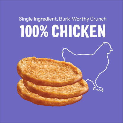 Three Dog Bakery Bark’N Crunch! Chicken Chips, Crunchy Treats for Dogs, Single Ingredient, High Protein Snacks, No Artificial Flavors or Colors, Made in The USA, 8 oz