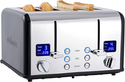 CUSIMAX 4 Slice Toaster, Stainless Steel, Ultra-Clear LED Display & Extra Wide
