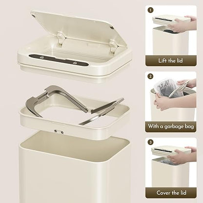 ELPHECO Stainless Steel Office Trash Can Motion Sensor Garbage Can Touchless
