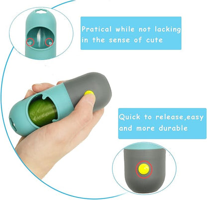 2 Pack Poop Bag Holder with Flashlight Waste Bag Dispenser for Leash with Clip and Battery Poop Bag Dispenser with Green Scented Poop Bags for Dog Walking(Blue,2 Dispenser 60 Bags)