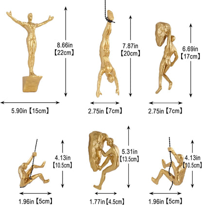 Set of 6 Climbing Men Wall Art Decor Sculpture,Nordic Modern Simplicity Decorative Wall Art, Climbing Man Sculptures,Home & Office Climber Gifts