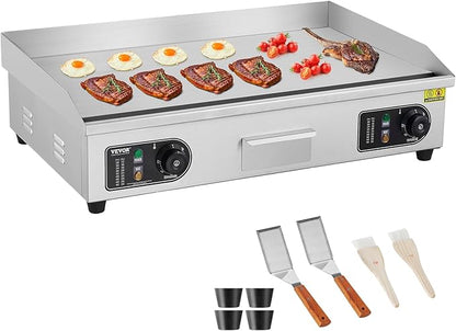 VEVOR Commercial Electric Griddle, 2800W Countertop Flat Top Grill, 122℉-572 ℉