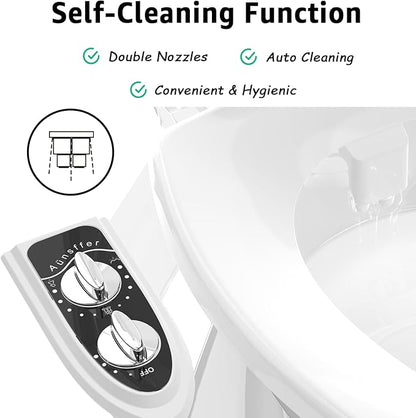 Bidet Toilet Attachment, Toilet Bidet Cold Water No-Electric, 3 Wash Modes