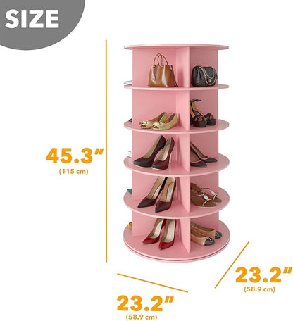 SpaceAid 5 Tier Rotating Shoe Rack Tower, Spinning Shoe Display Lazy Susan