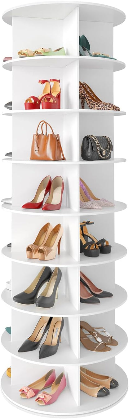 SpaceAid 8 Tier Rotating Shoe Rack Tower, Spinning Shoe Display Lazy Susan