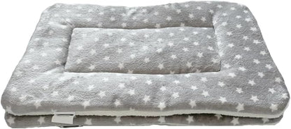 2 Pcs Pet Bed Mats. Ultra Soft Pet (Dog/Cat) Bed with Cute Prints. Reversible Faux Lambswool Kennel Pad for Medium Small Dogs and Cats. Machine Washable Pet Bed.