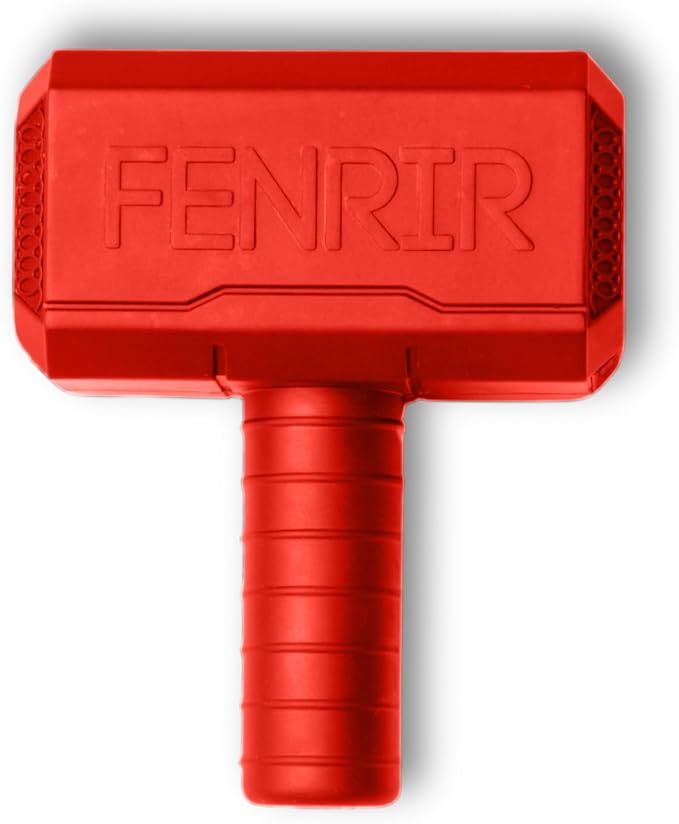Fenrir Hammer Dog Chew Toy Strong Rubber Stuffable Enrichment Toy for Chewers (Red, Small)