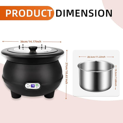 YUANHAO 8 Qt. Black Soup Kettle Warmer - 120V