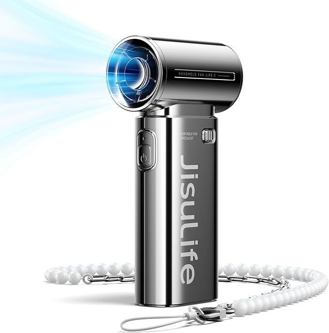 JISULIFE Portable Handheld Fan Life9, Turbo Power High Speed Air, 5 Gear Wind