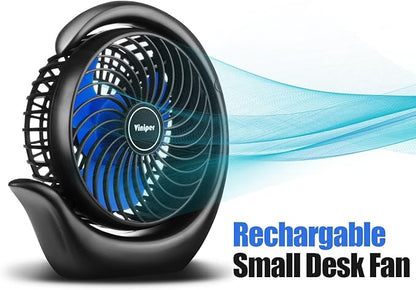 Viniper Portable Rechargeable Fan, Small Desk Fan : 3 Speeds & 8-24 Hours