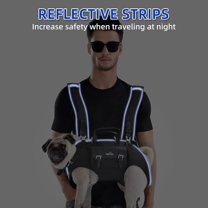Wakytu Dog Backpack Carrier for Dogs,Dog Lift Harness | Adjustable Padded Breathable Straps for Dogs, Disabled, Joint Injuries, Arthritis,M