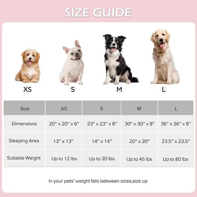 JOEJOY Jacquard Donut Round Dog Beds Medium Sized Dog,Pink 30x30x8in, Removable Washable Cover, Cute Pattern, Ultra Soft Fluffy Calming Pet Bed with Thick Supportive Bolster